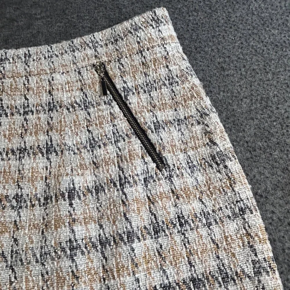 Kasper Tweed‎ Pencil Skirt Size Ivory Zipper Fully Lined  Sz 12 Comfort Waist